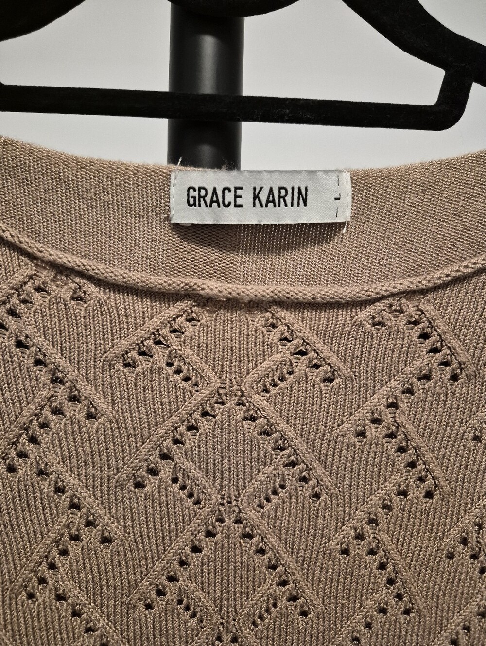 Grace Karin Boat Neck 3/4 Sleeve Lightweight Sweater, Khaki, Large, NWOT - Picture 3 of 5